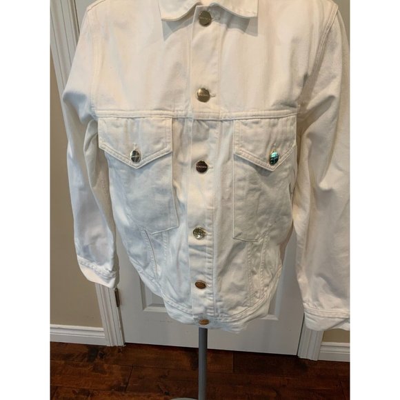 GOLDSIGN White Denim Jean Jacket, Size Medium - Picture 3 of 7